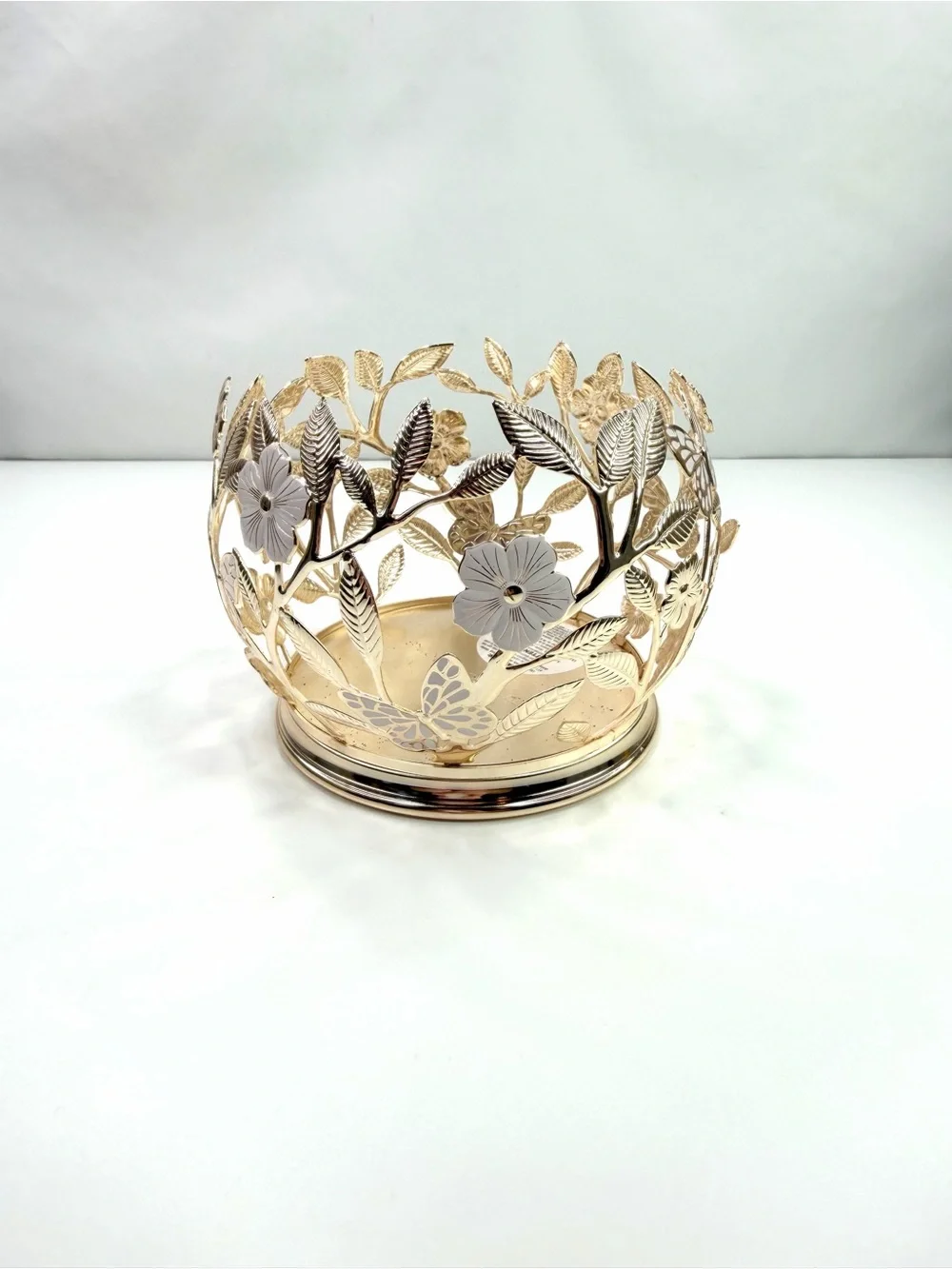 Bath & Body Works Gold Butterfly Floral Metal 3-Wick Candle Holder
